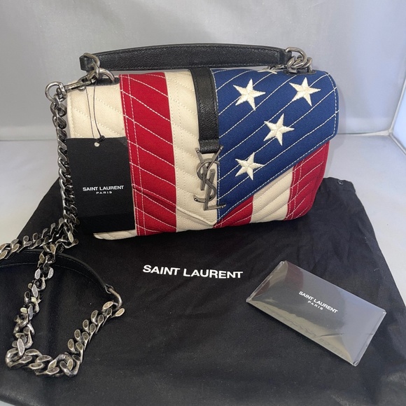 Saint Laurent Medium College Bag in American Flag - Picture 12 of 16